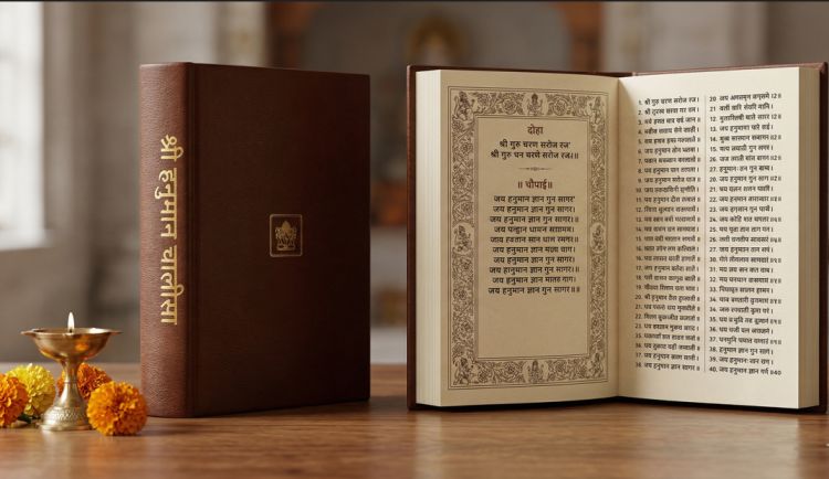 A full view of the Hanuman Chalisa verses, often found in a high-quality hanuman chalisa pdf.