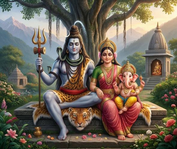 A magnificent statue of Lord Shiva in a meditative pose representing the Adiyogi form.